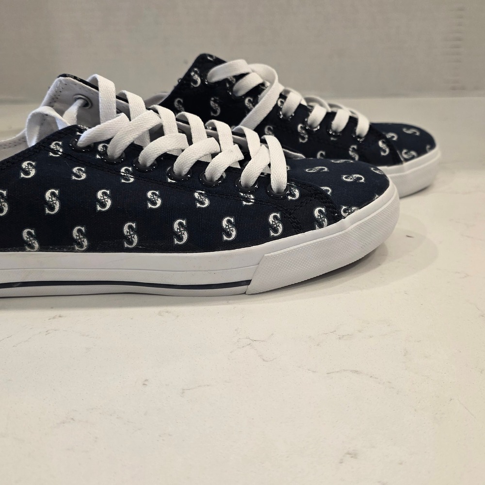 Seattle Mariners MLB Navy Canvas Low Top Sneakers Mens 5.5 Womens 7 Row One